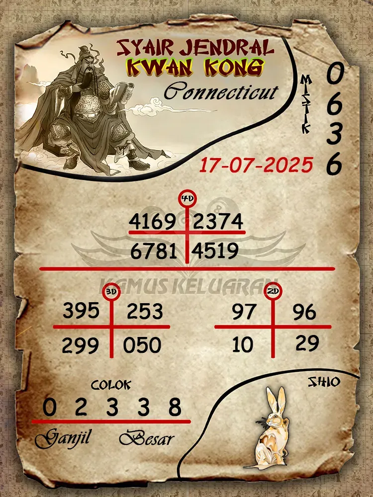 syair jendral kwan kong Connecticut 17 07 2025 