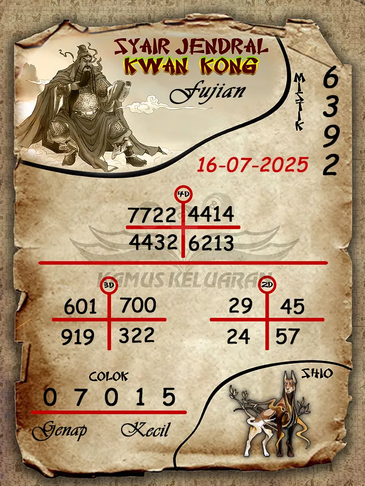 syair jendral kwan kong Fujian 16 07 2025