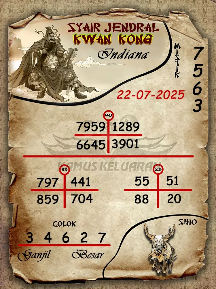 syair jendral kwan kong Indiana 22 07 2025