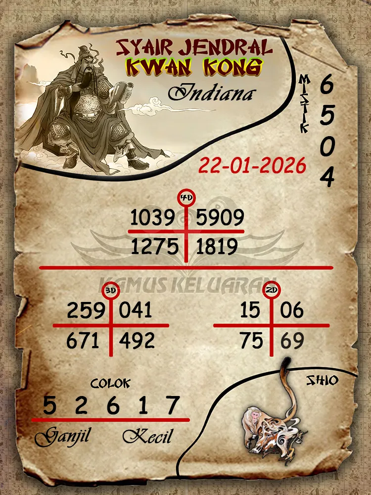 Syair Jendral Kwan Kong Indiana 22 01 2026