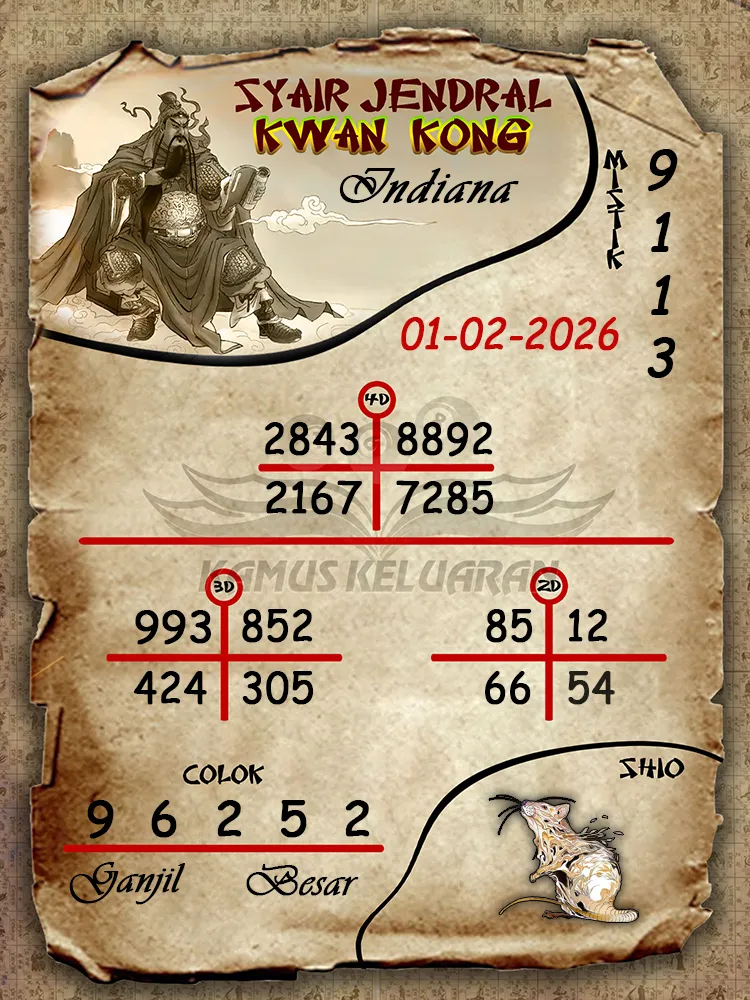 Syair Jendral Kwan Kong Indiana 01 02 2026