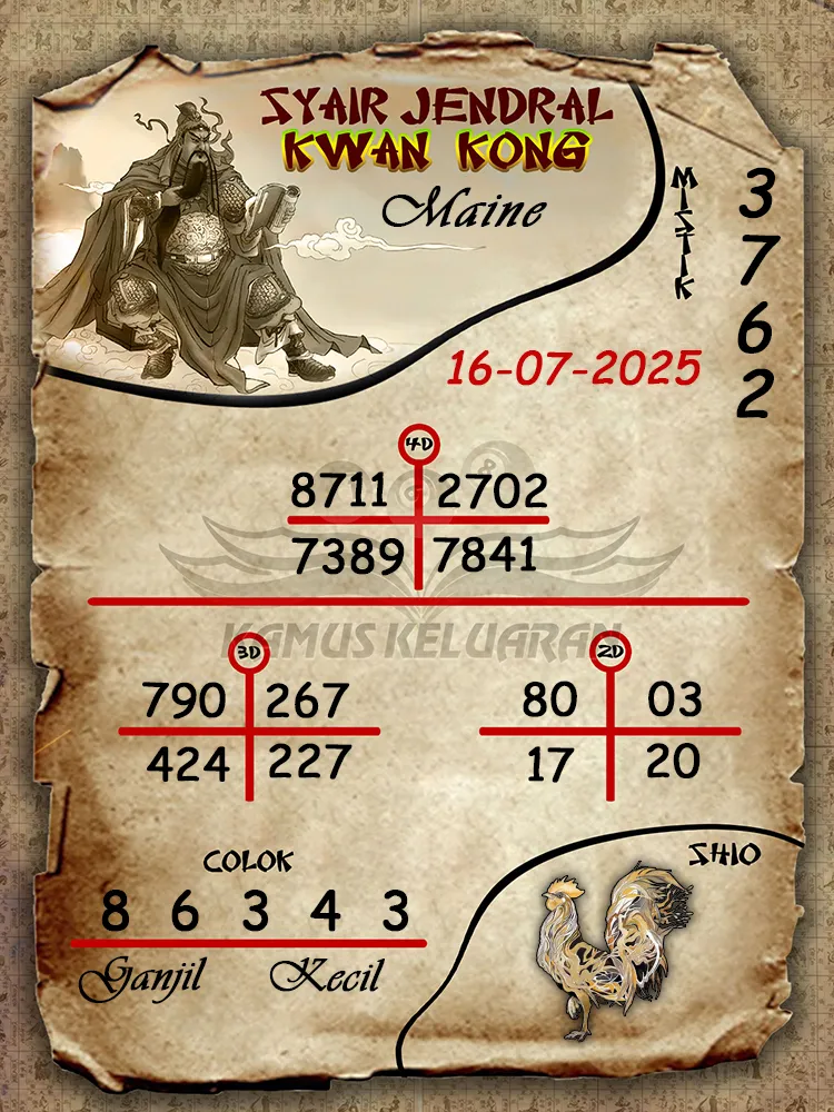 syair jendral kwan kong Maine 16 07 2025