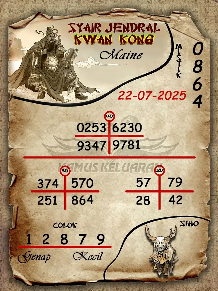 syair jendral kwan kong Maine 22 07 2025