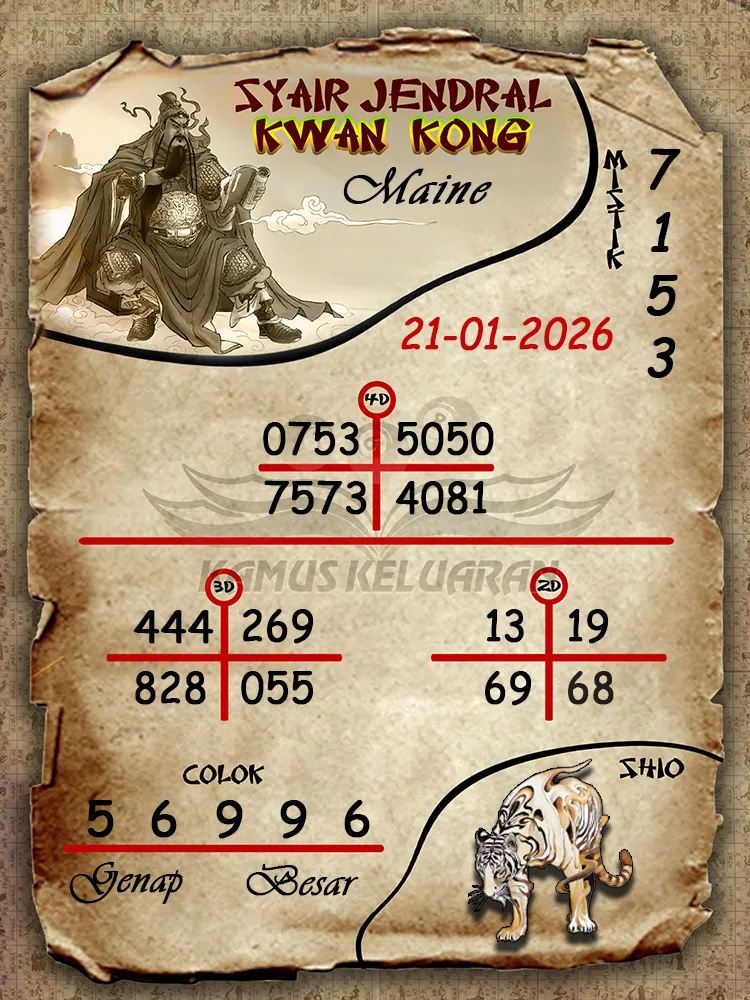 Syair Jendral Kwan Kong Maine 21 01 2026