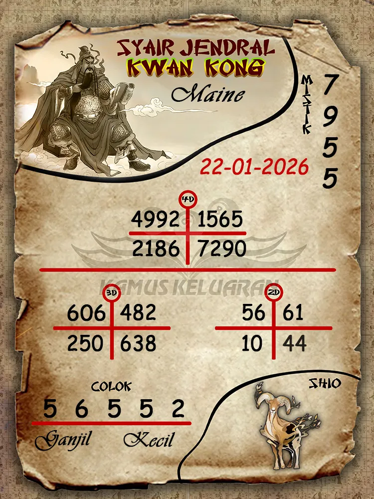 Syair Jendral Kwan Kong Maine 22 01 2026