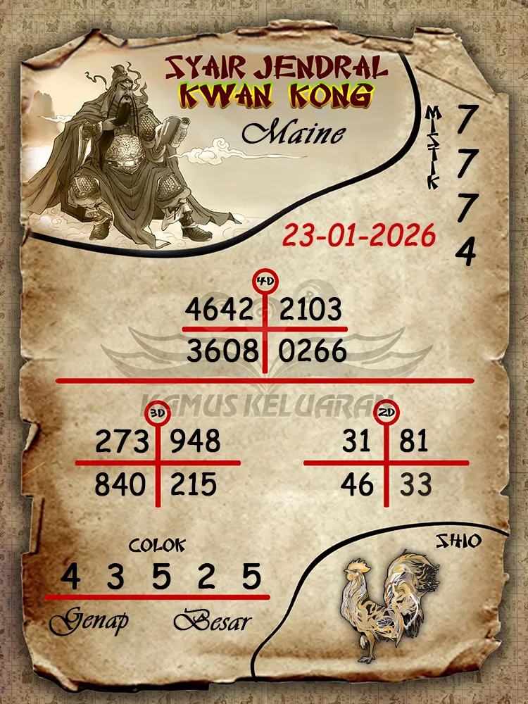Syair Jendral Kwan Kong Maine 23 01 2026