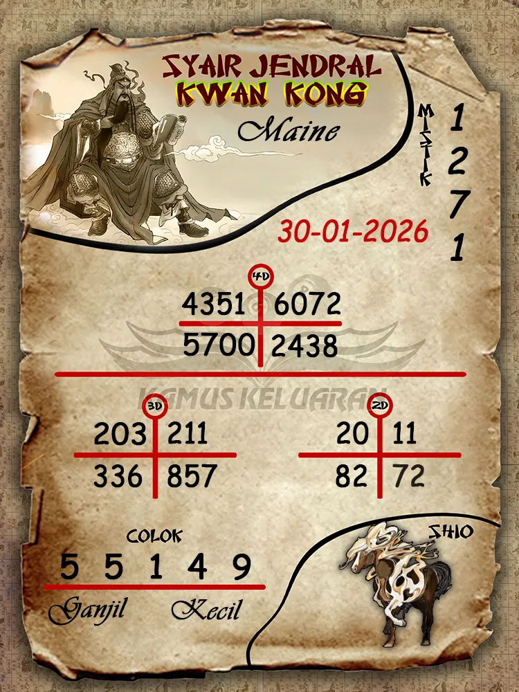 Syair Jendral Kwan Kong Maine 30 01 2026