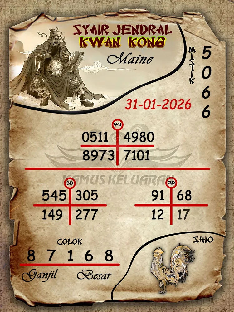 Syair Jendral Kwan Kong Maine 31 01 2026