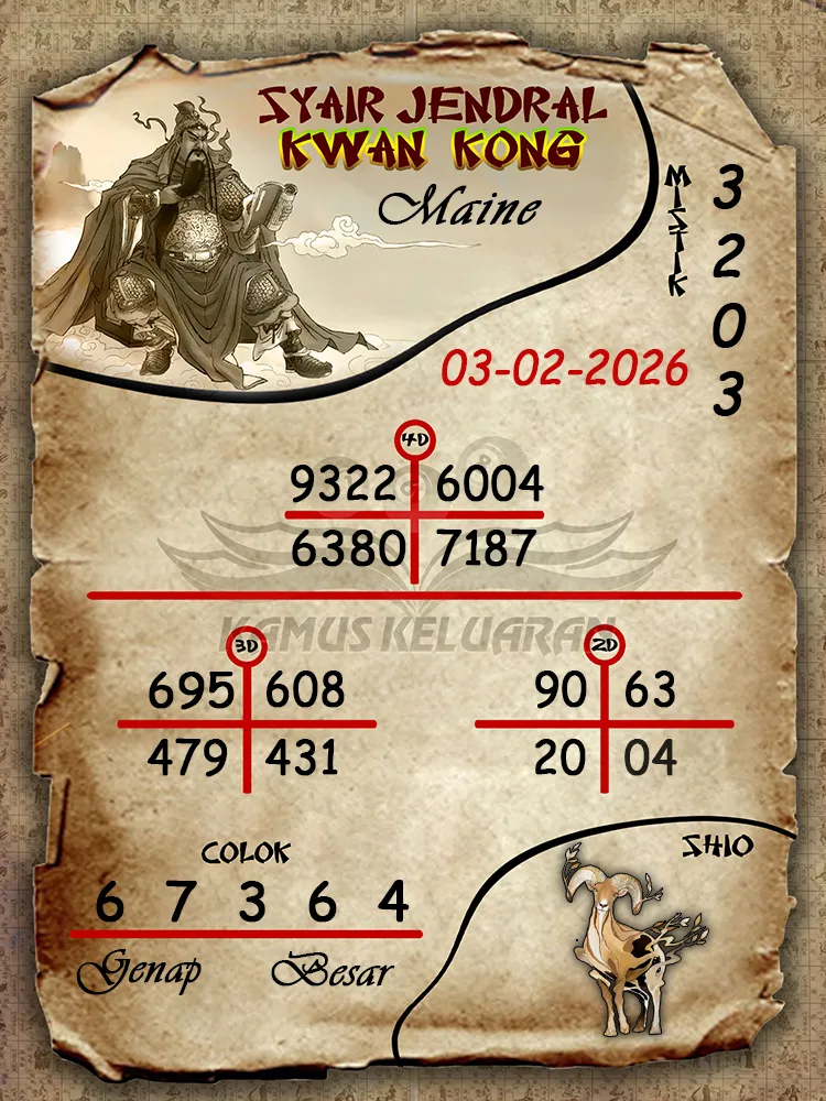 Syair Jendral Kwan Kong Maine 03 02 2026