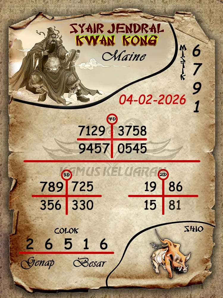 Syair Jendral Kwan Kong Maine 04 02 2026