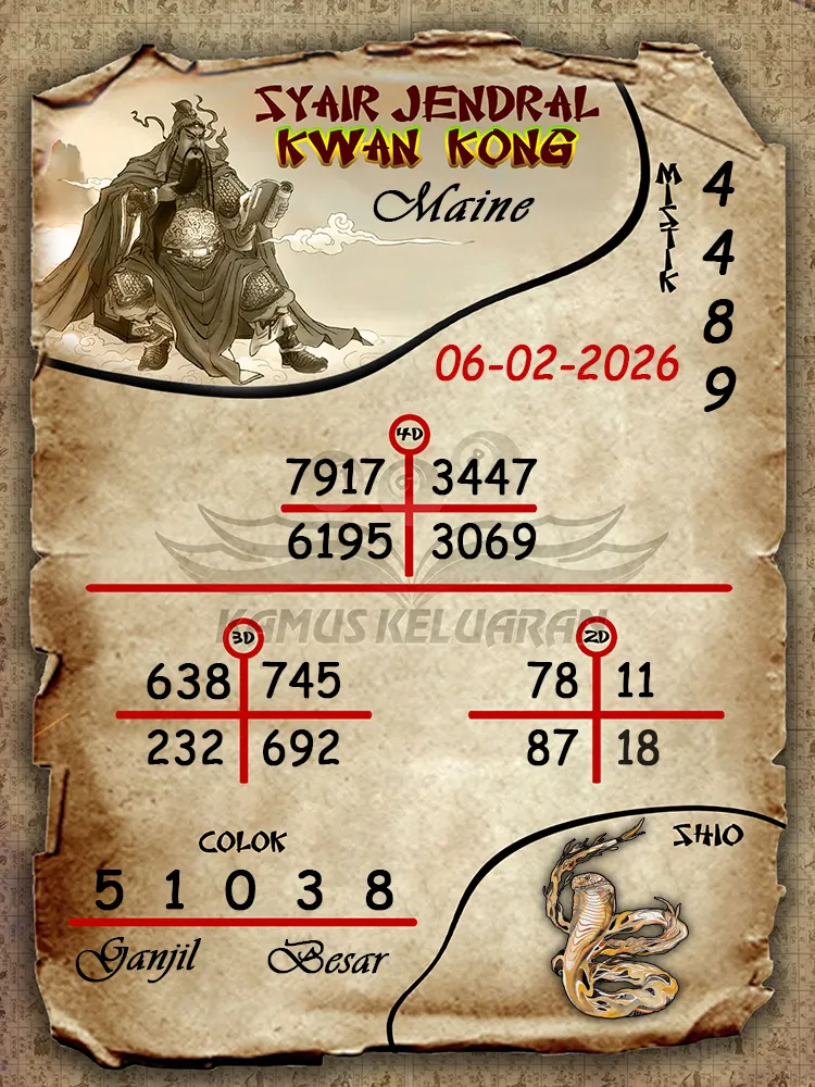 Syair Jendral Kwan Kong Maine 06 02 2026