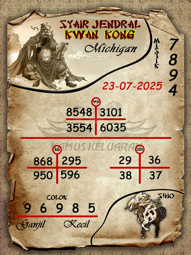 syair jendral kwan kong Michigan 23 07 2025