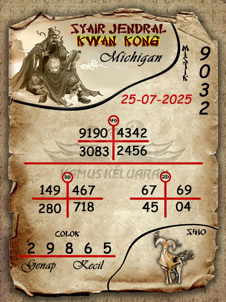 syair jendral kwan kong Michigan 25 07 2025