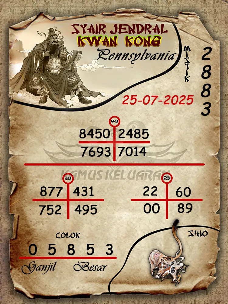 syair jendral kwan kong Pennsylvania 25 07 2025
