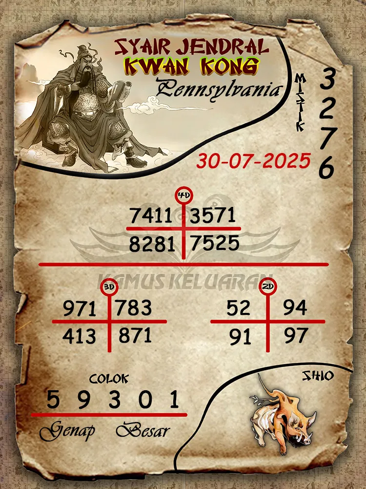 syair jendral kwan kong Pennsylvania 30 07 2025