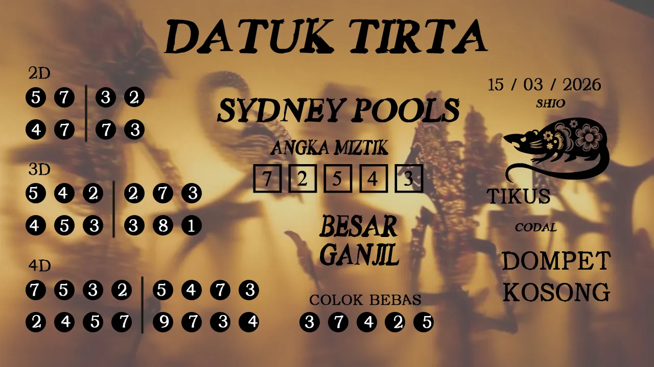Syair datuk tirta sydney pools 15 03 2026