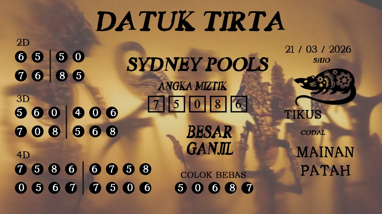 Syair datuk tirta sydney pools 21 03 2026