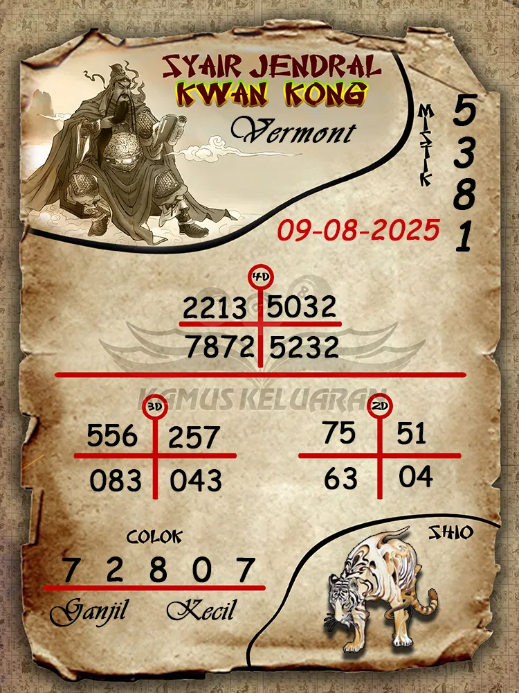 syair jendral kwan kong Vermont 09 08 2025